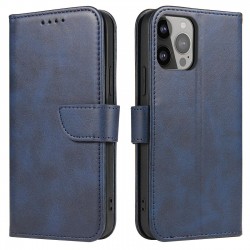 Magnet Case elegant case cover with a flap and stand function for iPhone 14 Max blue