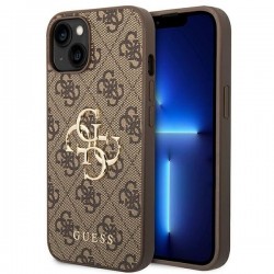 Guess 4G Big Metal Logo Case for iPhone 14 - Brown