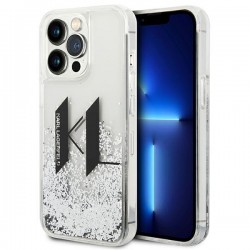 Karl Lagerfeld Liquid Glitter Big KL case for iPhone 14 Pro - silver