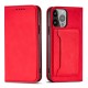 Magnet Card Case case for iPhone 14 Pro Max flip cover wallet stand red