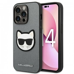 Karl Lagerfeld Saffiano Choupette Head Patch case for iPhone 14 Pro - silver