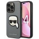 Karl Lagerfeld Saffiano Karl's Head Patch Case for iPhone 14 Pro - Silver