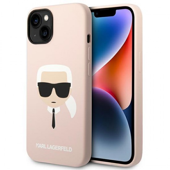 Karl Lagerfeld Silicone Karl's Head MagSafe Case for iPhone 14 Plus - Light Pink