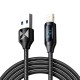 USB-A Cable - Lightning Wozinsky WUALC2 with LED Display 2.4A 2m - Black