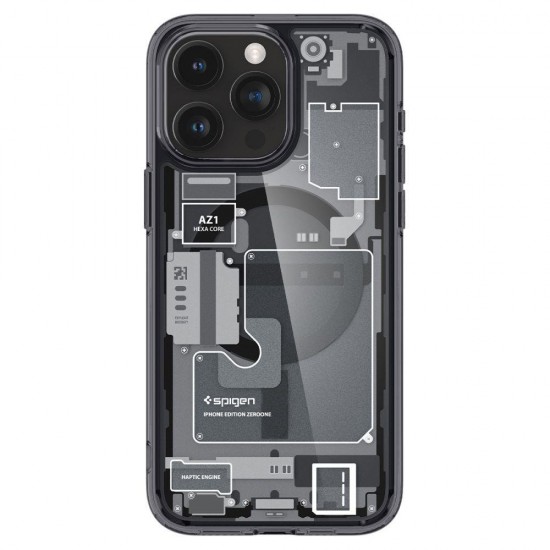 Spigen Ultra Hybrid Mag Case with MagSafe for iPhone 15 Pro - Dark Gray (Zero One Pattern)