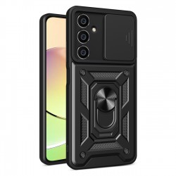 Hybrid Armor Camshield case for Samsung M54 with camera cover - black