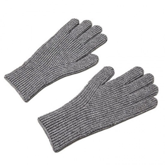 Braided telephone gloves with cut-outs for fingers - gray