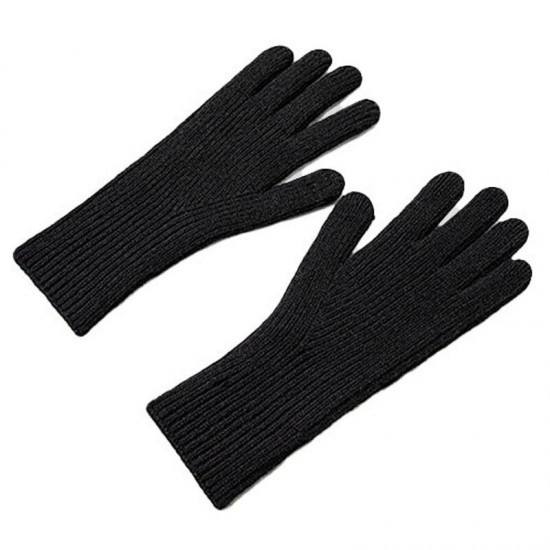 Braided telephone gloves with cut-outs for fingers - black