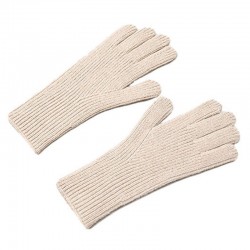 Braided telephone gloves with cutouts for fingers - beige