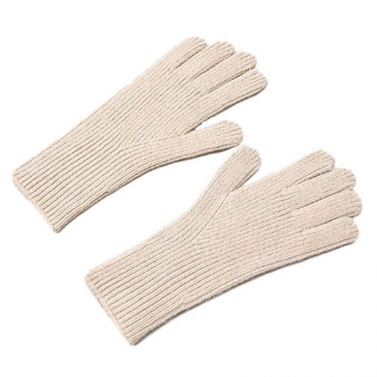 Braided telephone gloves with cutouts for fingers - beige