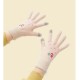 Women's winter telephone gloves with a snowman and a Christmas tree - beige