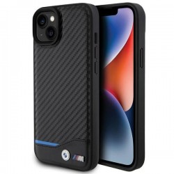 BMW Leather Carbon case for iPhone 15 Plus - black