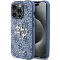 Guess 4G Big Metal Logo case for iPhone 15 Pro - blue