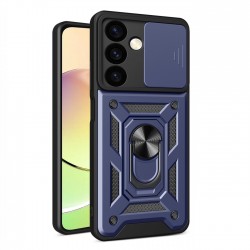 Hybrid Armor Camshield case for Xiaomi POCO C65 / Redmi 13C armored case with camera cover - blue