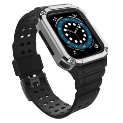 Protect Strap Band for Apple Watch 38/40/41mm Armored Case Strap - Black, Silver