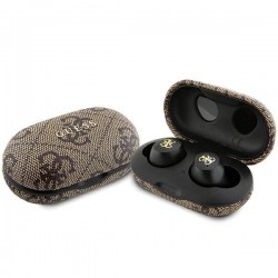TWS Guess 4G Metal Bluetooth headphones with ENC docking station - brown