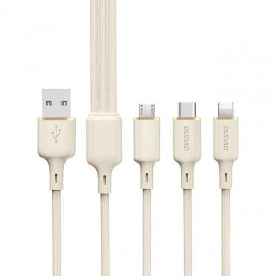 Dudao L7SE 3in1 USB-A - 2x USB-C / Lightning 66W Cable 1.2m - beige