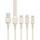 Dudao L7SE 3in1 USB-A - 2x USB-C / Lightning 66W Cable 1.2m - beige
