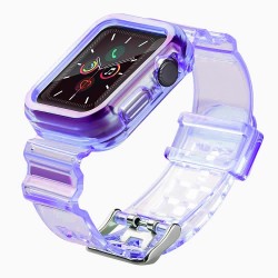 Silicone Band Strap Bracelet Case Strap Light Set for Apple Watch 38mm - Purple
