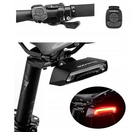 Rockbros LKWD-R1 Rear Bike Light with Laser and Remote Control + Micro USB - USB-A Cable - Black