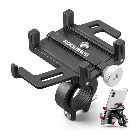 Rockbros 699-BK Aluminum Alloy Bike Phone Holder - Black