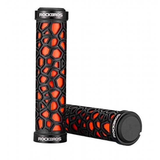 Rockbros 2017-14AOR bicycle grips - black and orange