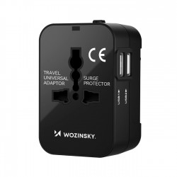 Wozinsky WUTWC travel adapter universal 24W EU / US / AUS / UK / 2x USB-A - black