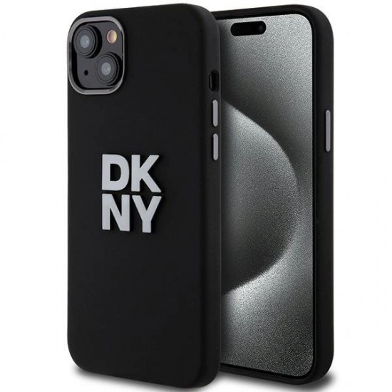 DKNY Liquid Silicone Metal Logo iPhone 15/14/13 Case - Black