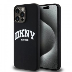 DKNY Liquid Silicone White Printed Logo MagSafe iPhone 13 Pro Max Case - Black