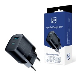 3mk Hyper Charger GaN 33W USB-C USB-A wall charger - black