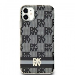 DKNY IML Checkered Mono Pattern & Printed Stripes MagSafe Case for iPhone 11 / Xr - Black