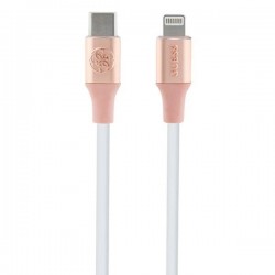 Guess Ebossed Logo USB-C / Lightning Cable 1.5m Fast Charging - Pink