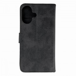 Leather Book Case for iPhone 16 - black
