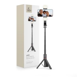 Tech-Protect L05S Bluetooth Selfie Stick with Tripod up to 105cm with LED Light - Black
