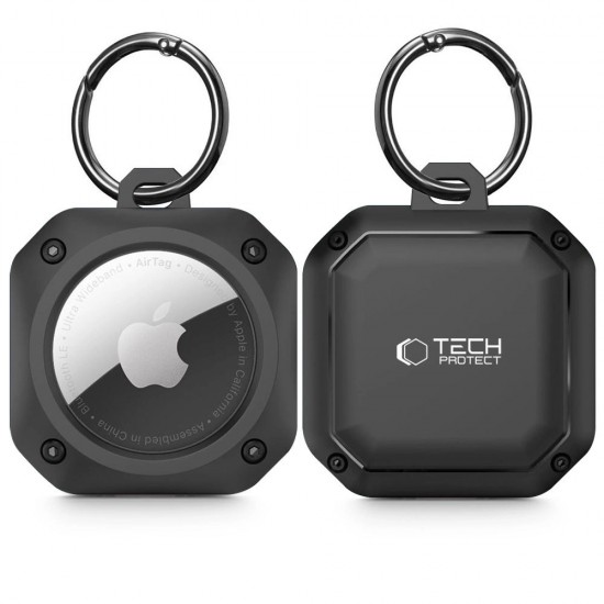 Tech-Protect Rough Pro Case for Apple AirTag 1/2 with Ring - Black
