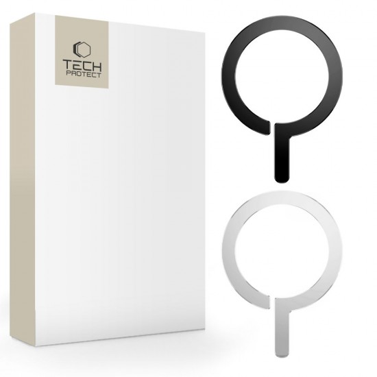 MagSafe Tech-Protect MetalRing Universal Magnetic - Black / Silver (2 pcs.)