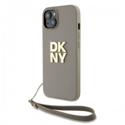 DKNY Wrist Strap Stock Logo case for iPhone 15 Plus - beige
