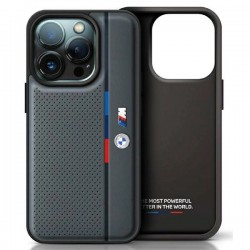 BMW M Perforated Tricolor Detail Line iPhone 16 Case - Dark Gray