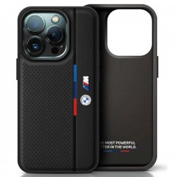 BMW M Perforated Tricolor Detail Line iPhone 16 Case - Black