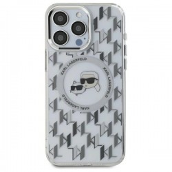 Karl Lagerfeld IML Monogram Karl & Choupette Head MagSafe iPhone 16 Pro Case - Clear