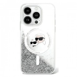 Karl Lagerfeld Liquid Glitter Karl&Choupette Head Magsafe iPhone 16 Case - Clear