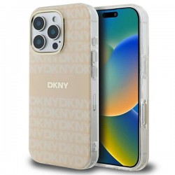 DKNY Repeat Texture Pattern & Stripe MagSafe iPhone 16 Pro Case - Pink