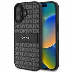 DKNY Texture Pattern Tonal Stripe iPhone 16 Case - Black