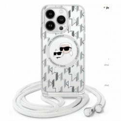 Karl Lagerfeld IML Crossbody Monogram Karl & Choupette Head MagSafe Case for iPhone 16 Pro - Clear