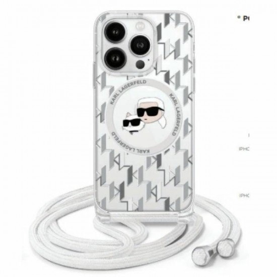 Karl Lagerfeld IML Crossbody Monogram Karl & Choupette Head MagSafe Case for iPhone 16 Pro - Clear