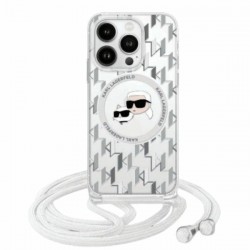 Karl Lagerfeld IML Crossbody Monogram Karl & Choupette Head MagSafe Case for iPhone 16 Pro Max - Clear