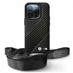 BMW M Edition Carbon Stripe & Strap Case for iPhone 16 Pro Max - Black