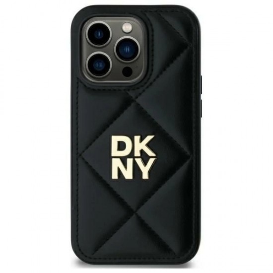 DKNY Quilted Stack Logo iPhone 14 Case - Black