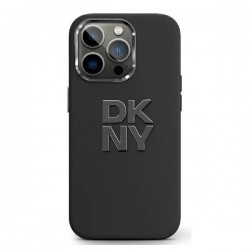 DKNY Liquid Silicone Metal Logo iPhone 16 Case - Black