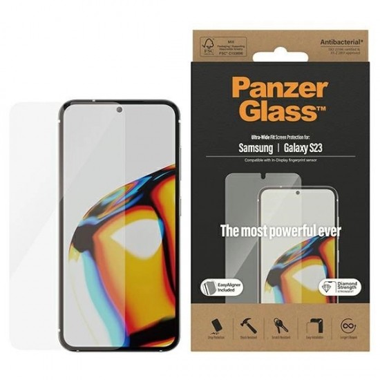 PanzerGlass Ultra-Wide Fit tempered glass with applicator for Samsung Galaxy S23